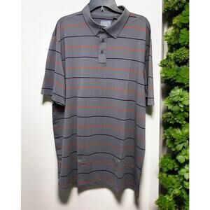 OOBE Gray Orange Striped Men's Size 3XL Polo Shirt New Short Sleeve Stretchy